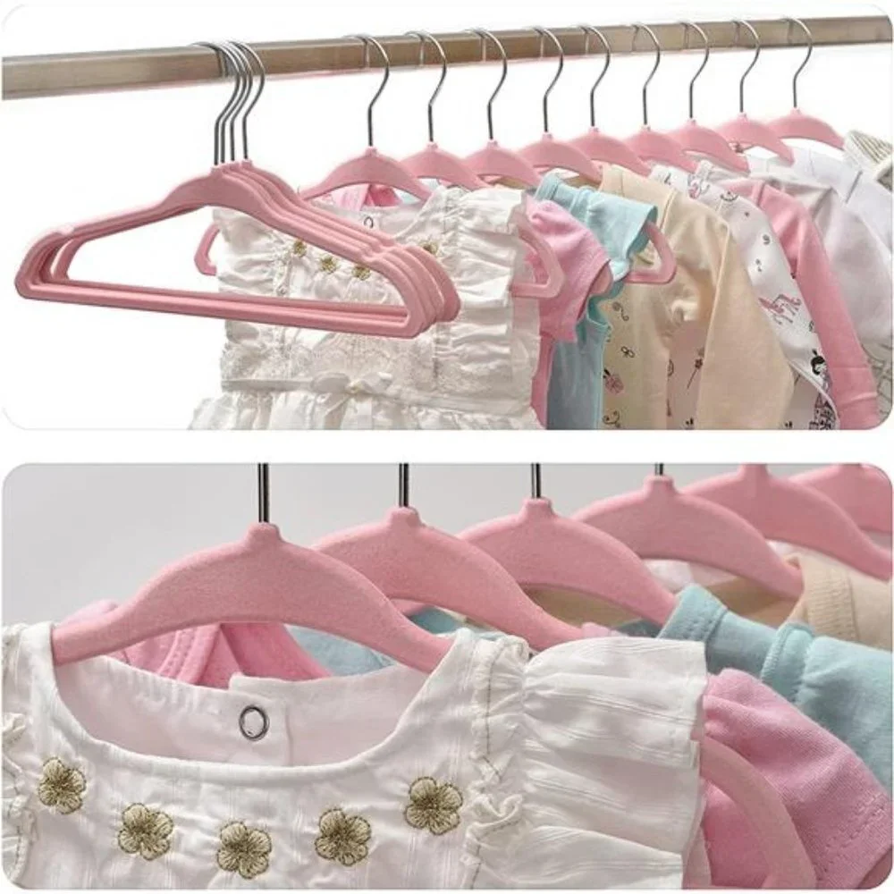 Pack of 20 Baby Hangers for Closet Velvet Pink